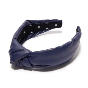 Lele sadoughi navy faux leather knotted headband